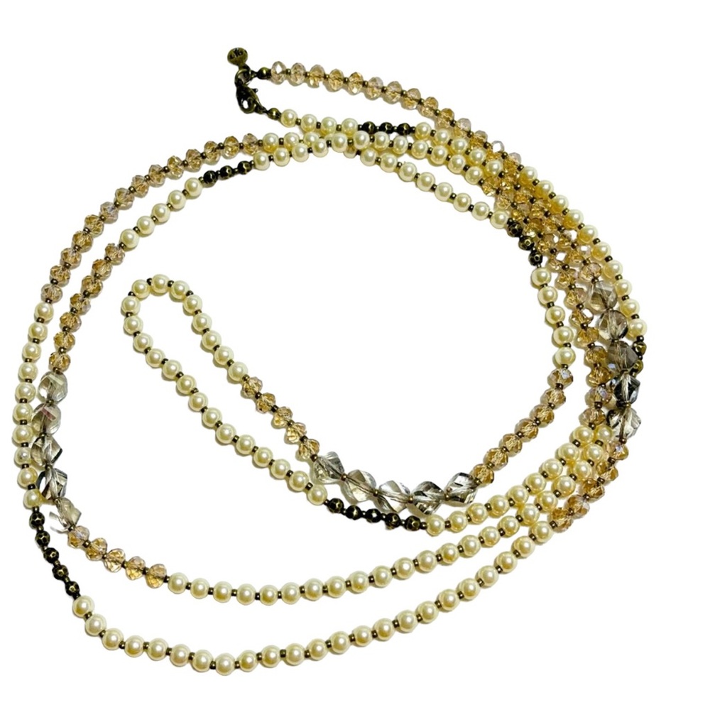 LOFT Faux Pearl Crystal‎ Glass Long Necklace